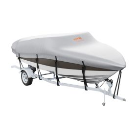 VEVOR Boat Cover, 16'-18.5' Trailerable Waterproof Boat Cover, 600D Marine Grade PU Oxford, with Motor Cover and Buckle Straps, for V-Hull, Tri-Hull