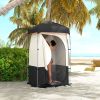 Outsunny Portable Shower Tent, Privacy Shelter, Camping Dressing Changing Tent Room with Solar Shower Bag, Floor and Carrying Bag, Black