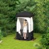 Outsunny Portable Shower Tent, Privacy Shelter, Camping Dressing Changing Tent Room with Solar Shower Bag, Floor and Carrying Bag, Black