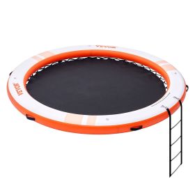 VEVOR Inflatable Floating Dock, ø8FT Inflatable Dock Platform with ø5FT Trampoline Mesh Pool