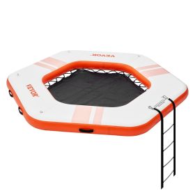 VEVOR Inflatable Floating Dock, ø8.5FT Inflatable Dock Platform with ø5FT Trampoline Mesh Pool