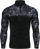 Men's Casual Camouflage T-Shirts Splicing Craft Slim Fit Shirts Zipper Neckline Long Sleeve T-Shirts