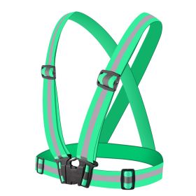 1pc Highlight Reflective Straps; Clothing Adjustable Safety Vest; Elastic Band For Adults And Children; Night Running Riding Gear (Color: Grass Green)