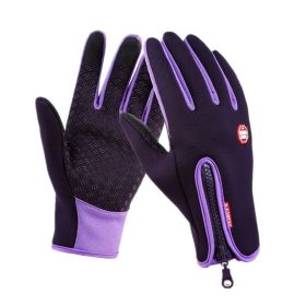 Hot Winter Gloves For Men Women Touchscreen Warm Outdoor Cycling Driving Motorcycle Cold Gloves Windproof Non-Slip Womens Gloves (Color: Purple)