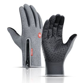 Hot Winter Gloves For Men Women Touchscreen Warm Outdoor Cycling Driving Motorcycle Cold Gloves Windproof Non-Slip Womens Gloves (Color: Gray)