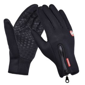 Hot Winter Gloves For Men Women Touchscreen Warm Outdoor Cycling Driving Motorcycle Cold Gloves Windproof Non-Slip Womens Gloves (Color: Black)