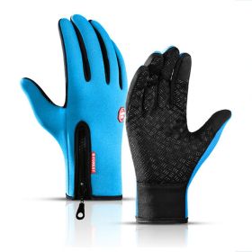 Hot Winter Gloves For Men Women Touchscreen Warm Outdoor Cycling Driving Motorcycle Cold Gloves Windproof Non-Slip Womens Gloves (Color: Blue)