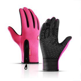 Hot Winter Gloves For Men Women Touchscreen Warm Outdoor Cycling Driving Motorcycle Cold Gloves Windproof Non-Slip Womens Gloves (Color: Pink)