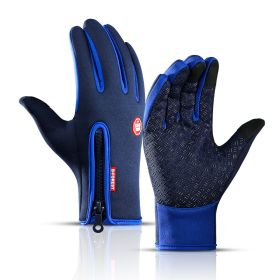 Hot Winter Gloves For Men Women Touchscreen Warm Outdoor Cycling Driving Motorcycle Cold Gloves Windproof Non-Slip Womens Gloves (Color: Dark blue)