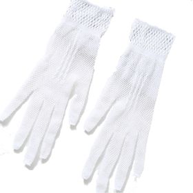 Women Mesh Sun Gloves Anti-Skid Driving Gloves Summer Cool Gloves Breathable Full Finger (Color: White)